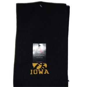 IOWA Hawkeyes Scarf FROSTY Logo NCAA Team Black Knit Yellow Embroidered Winter